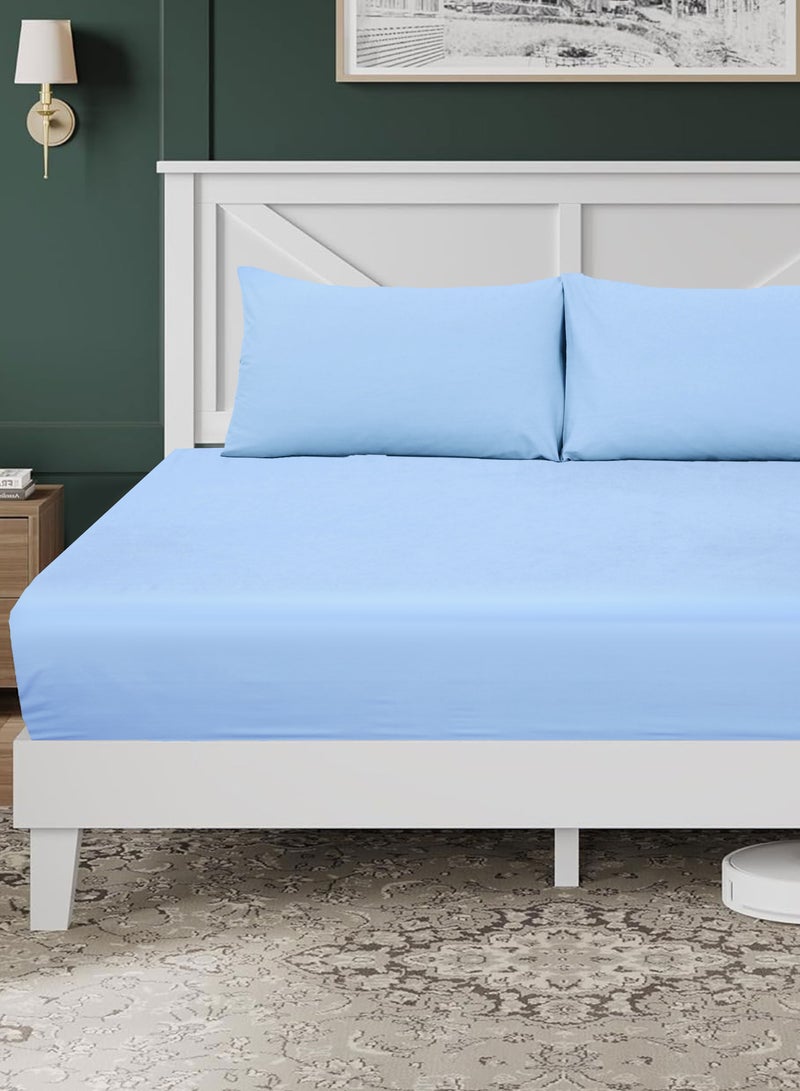 القيلولة زين طقم ملاءات سرير Siesta Zen™ من 3 قطع من القطن الفاخر T250، مزود بجيب عميق 30 سم، مرن بالكامل، مناسب للجميع، ناعم للغاية، يسمح بمرور الهواء، ومقاوم للتجاعيد (غطاء سرير واحد + 2 غطاء وسادة)  - Image 2