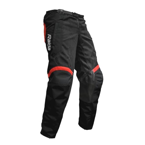 Raida Trailcraft Off-Road Pants | MX & Trail Ride | Lightweight | Abrasion-resitant Fabric | Heat Sheild Panel | (XXXL, Black/Red) - Image 1