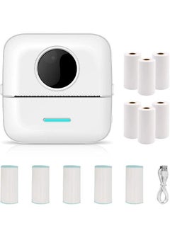 Label Printer, Portable Thermal Printer, Mini Photo Printer, Rechargeable Labeler, Small Bluetooth Inkless Printer with 10 Rolls Thermal Paper for Android and iOS Smartphones