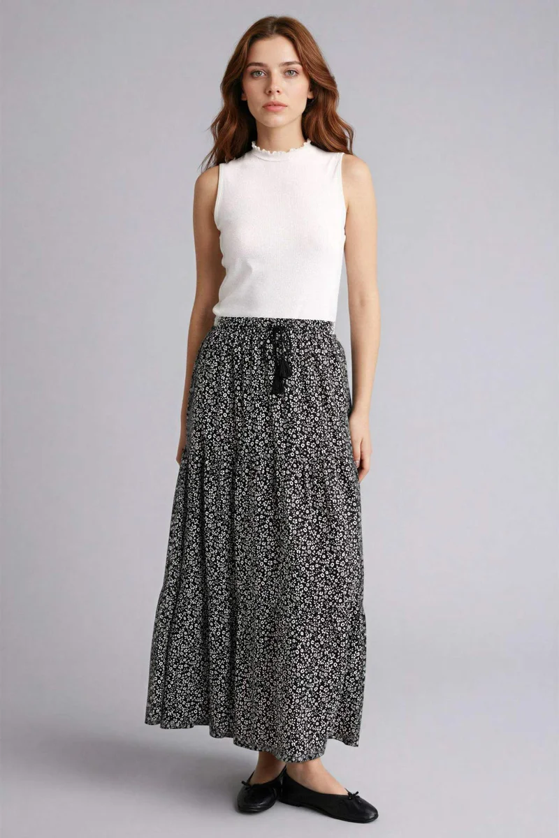 ديفاكتو Printed Maxi Skirt