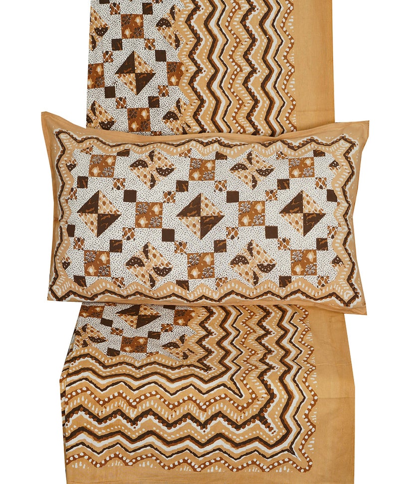 Braise Premium | King Size |100% Pure Cotton | Double Bedsheet with 2 Pillow Covers (Orange, Brown) - Image 4