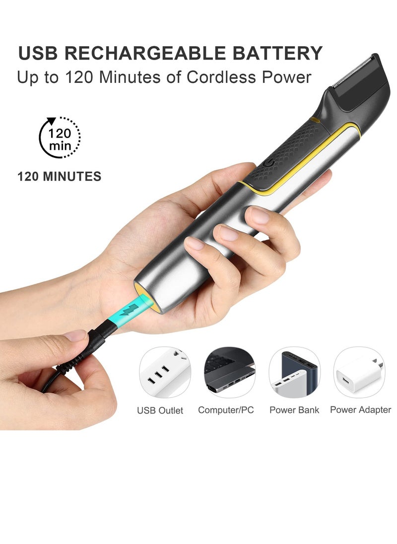 SYOSI Men's Body Hair Trimmer, Body Shavers for Mens Trimmer for Face and Body, Electric Trimmer Waterproof Beard Trimmer Cordless Body Groomer for Men Bikini Trimmer Women USB Rechargeable  - Image 3