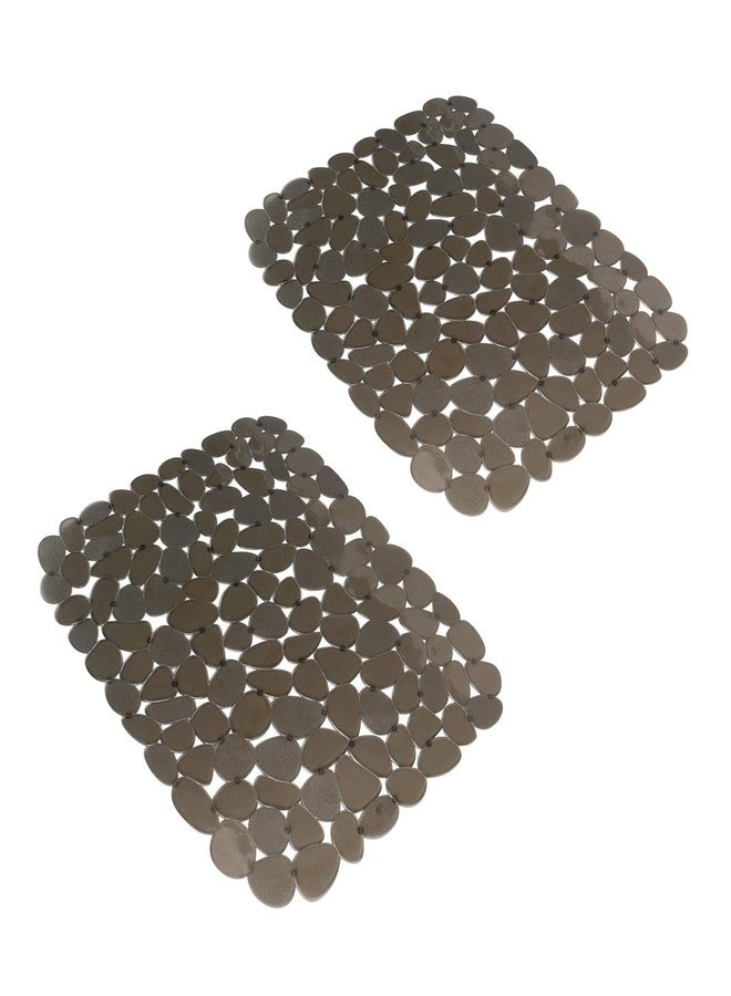 Yiter Sink Mat, 2Pcs Adjustable PVC Pebble Sink Protector for Stainless Steel or Porcelain Sink, Dish Drying Mat for Bathroom Kitchen Sink Countertop, 15.8 x 12 inch (2, Brown) - Image 1