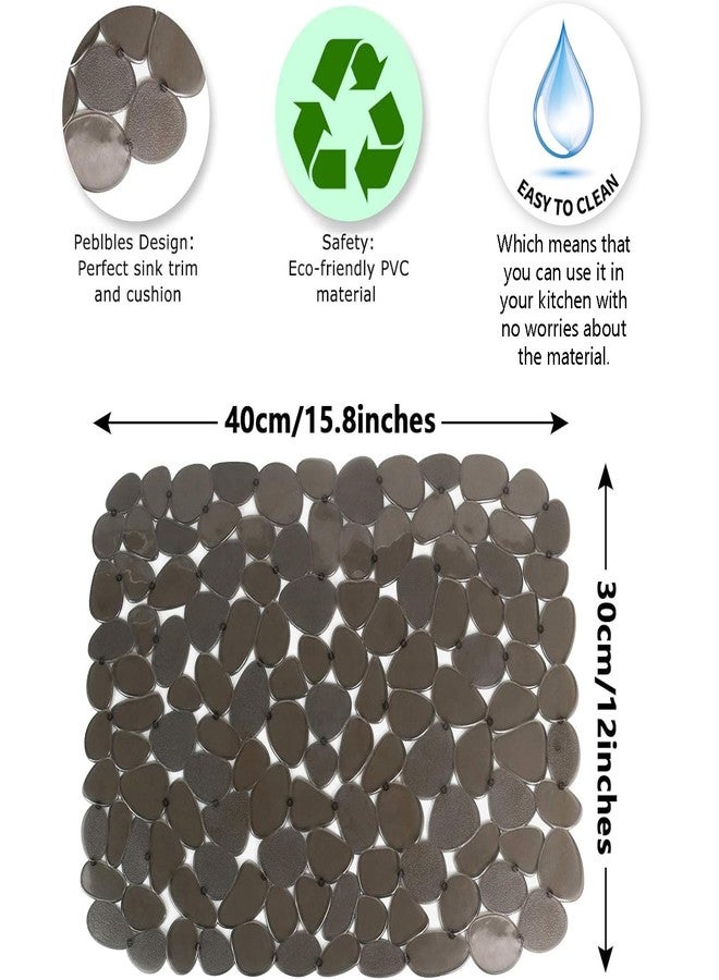 Yiter Sink Mat, 2Pcs Adjustable PVC Pebble Sink Protector for Stainless Steel or Porcelain Sink, Dish Drying Mat for Bathroom Kitchen Sink Countertop, 15.8 x 12 inch (2, Brown) - Image 4
