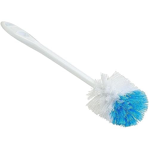 Quickie European Bowl Brush, 14-Inch, Blue, Poly Fibers with Curved Head for Cleaning Under Rims in Bathroom/Restroom - Image 1