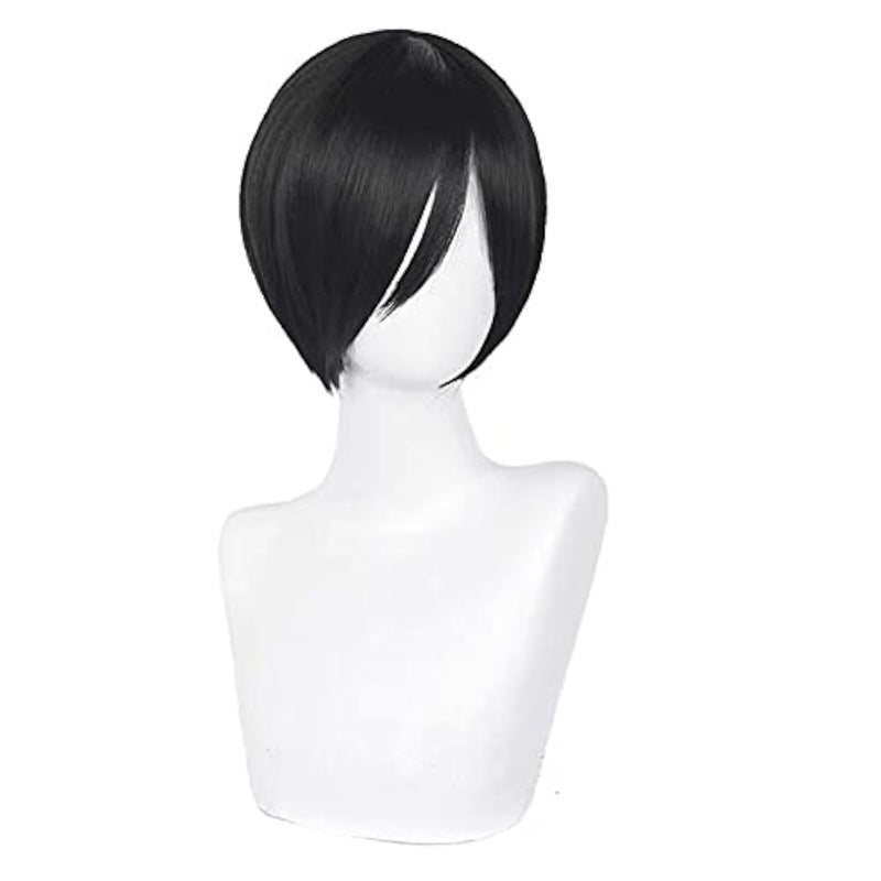 PWEINCY PWEINCY Women Men Hair for Mikasa Ada Cosplay Wig Short Straight Black Anime Party Halloween Costume Wigs