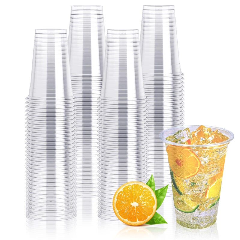 Lilymicky 200 Pack 10 oz Clear Plastic Cups PET Disposable Drinking Cups Perfect for Birthday Parties Ceremonies Events