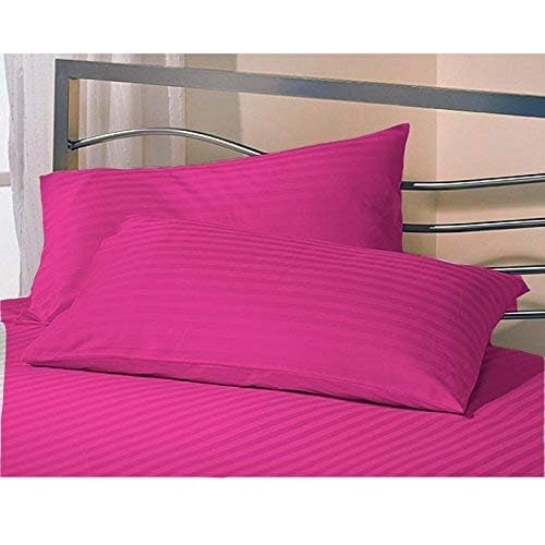 Daksh Sateen Stripe 300 TC Cotton Pillow Cover, 20 x 30 inch, Pink, 2 Pieces - Image 2