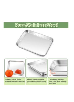 TeamFar TeamFar Toaster Oven Pan with Rack Set, 9’’ x 7’’ x 1’’ Stainless Steel Compact Toaster Oven Small Baking Pan Tray with Mini Cooling Grid Rack, Healthy & Heavy-Duty, Dishwasher & Oven Safe, 2pcs  - Image 5