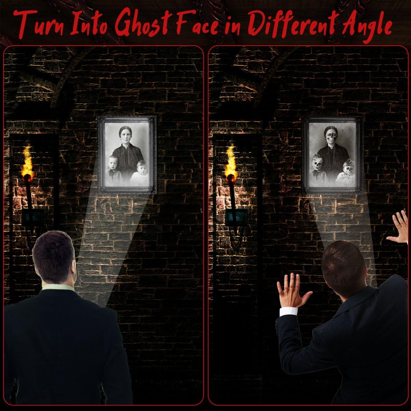Tuanse Halloween Decorations Indoor 3D Changing Face Pictures Horror Scary Portraits Spooky Ghost Picture Frame Creepy for Wall Halloween Party House(Dark Style  3 Pcs) - Image 5