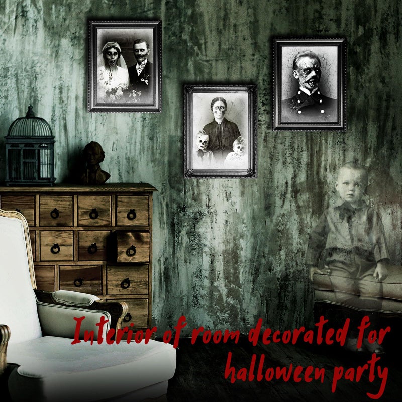 Tuanse Halloween Decorations Indoor 3D Changing Face Pictures Horror Scary Portraits Spooky Ghost Picture Frame Creepy for Wall Halloween Party House(Dark Style  3 Pcs) - Image 4