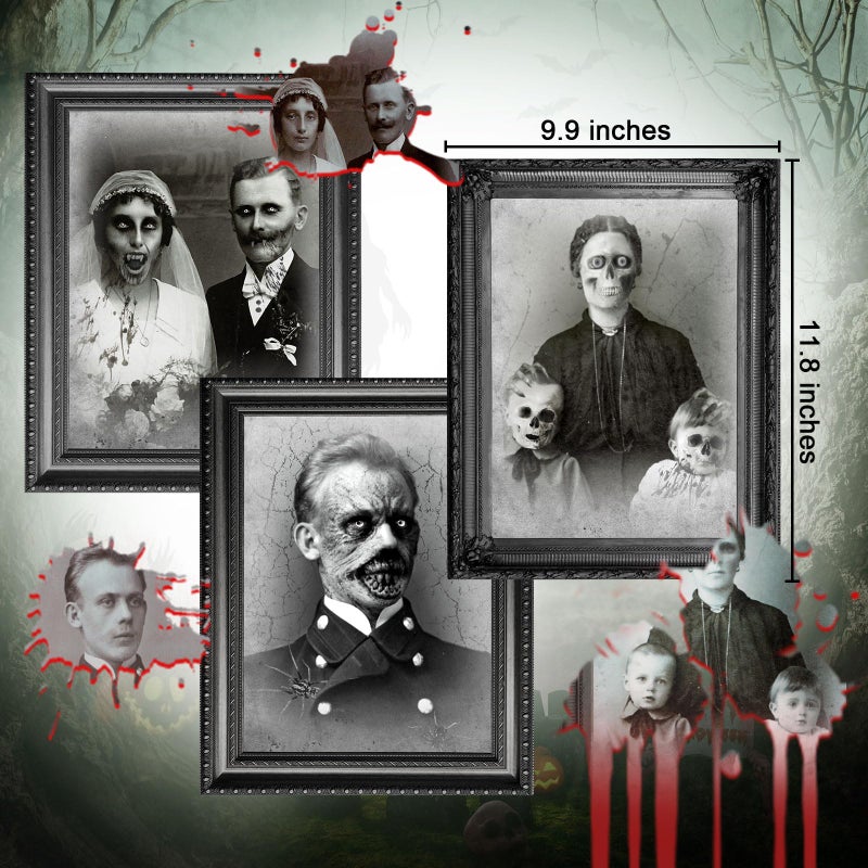 Tuanse Halloween Decorations Indoor 3D Changing Face Pictures Horror Scary Portraits Spooky Ghost Picture Frame Creepy for Wall Halloween Party House(Dark Style  3 Pcs) - Image 2