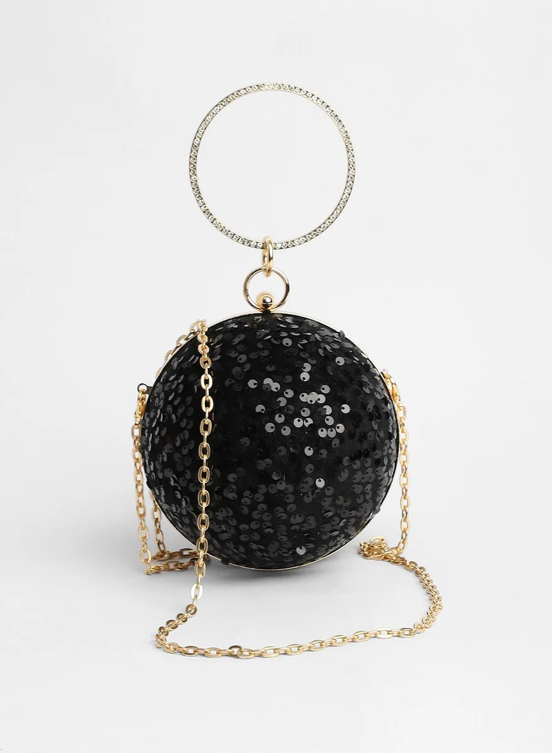 Haute Sauce Haute Sauce Women's The Discotheque Clutch Bag For Casual Wear | Onyx Black Colour | One-Size| Push Button Closure | Acrylic Material | Non-Detachable Handle | Bags For Woman & Girls