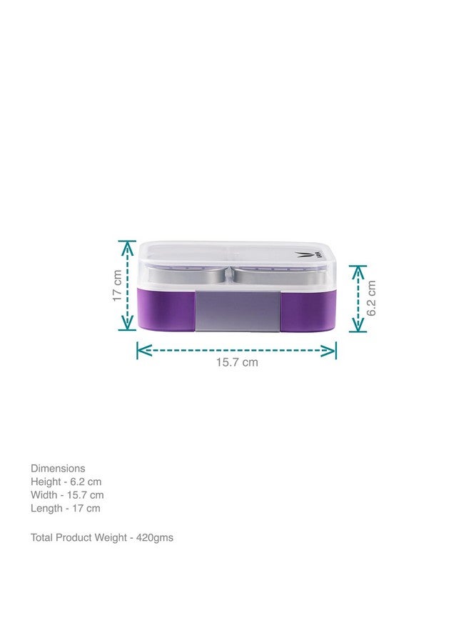 VAYA TYDBYT Lunchbox, Stainless Steel Bento Lunch Box with 3 Leakproof Compartments - Ideal for Kids, Office, and School Use, Color - Purple - Image 4