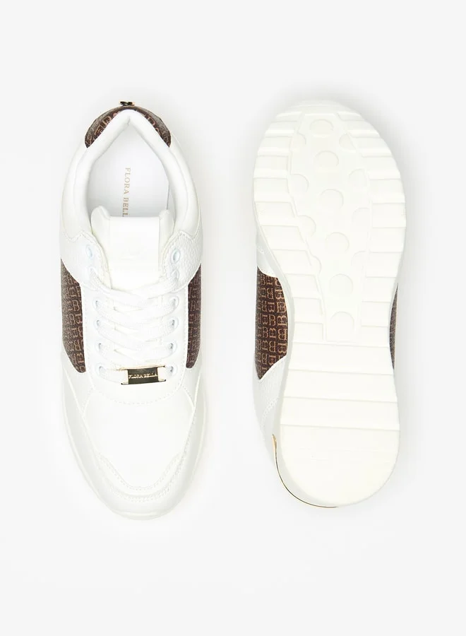Flora Bella By Shoexpress Monogram Print Sports Shoes with Lace-Up Closure
