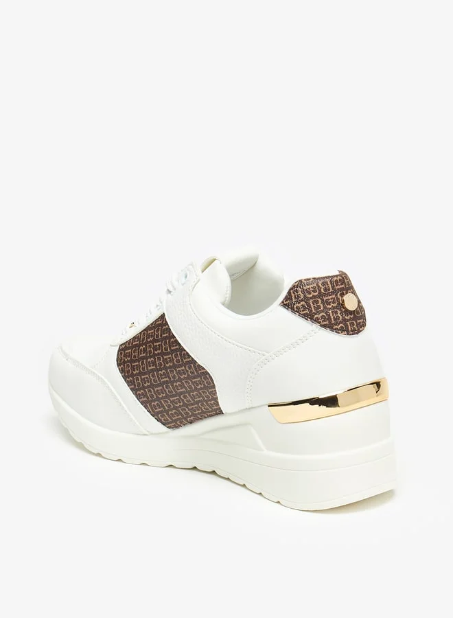 Flora Bella By Shoexpress Monogram Print Sports Shoes with Lace-Up Closure