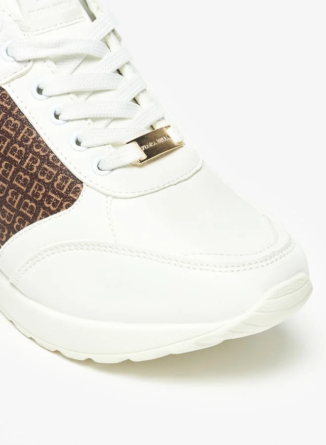 Flora Bella By Shoexpress Monogram Print Sports Shoes with Lace-Up Closure