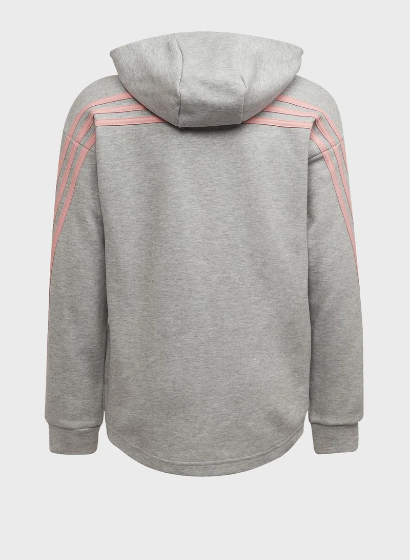 Adidas Youth 3-Stripe Full-Zip Hoodie