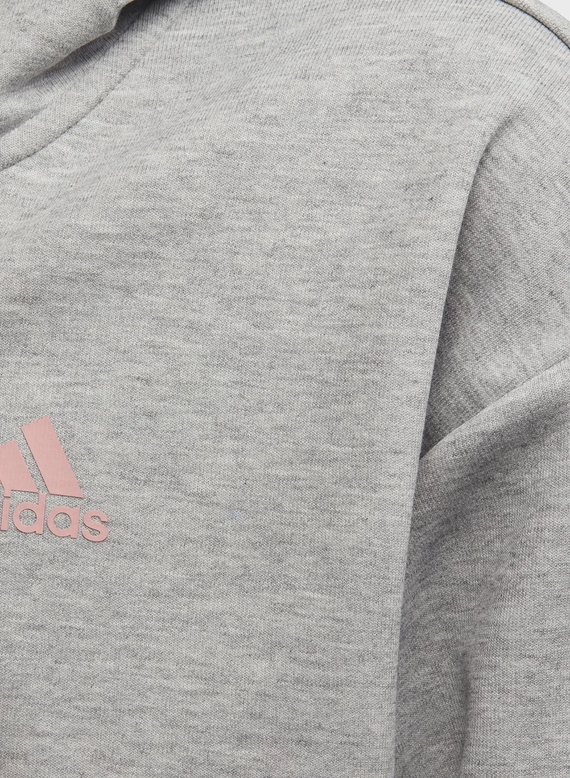 Adidas Youth 3-Stripe Full-Zip Hoodie