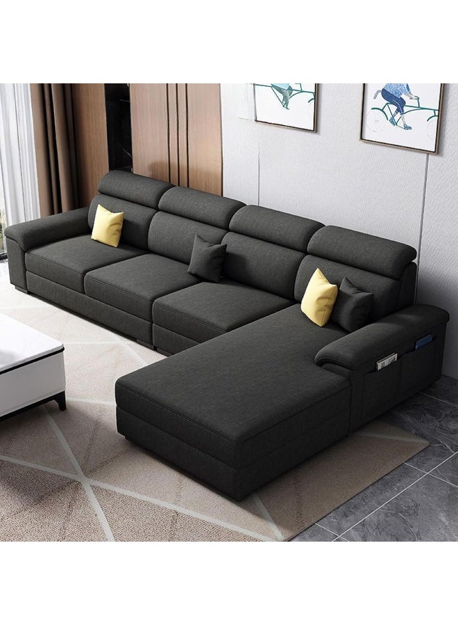 Zayn comforts Modern Comfort: L-Shape Upholstered Chaise Sofa with Sleek Concealed Frame (Dark Grey, Left) - Image 1