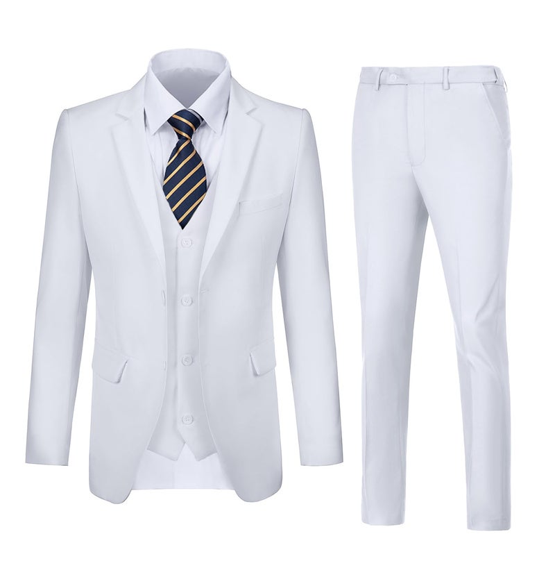 Men Suit3 Piece Suit for MenMens Slim Fit SuitsWhite Wedding Suit SetGroom Prom Tuxedo Formal Casual Jacket Blazer Pants