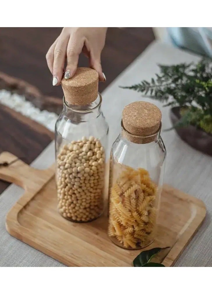 Glass Bottle with Cork Cap – Clear Reusable Glass Jar for Storage, Crafts, Spices, Oils, and Decor | Airtight Natural Cork Lid, Elegant Design for Kitchen or DIY Projects  - Image 2