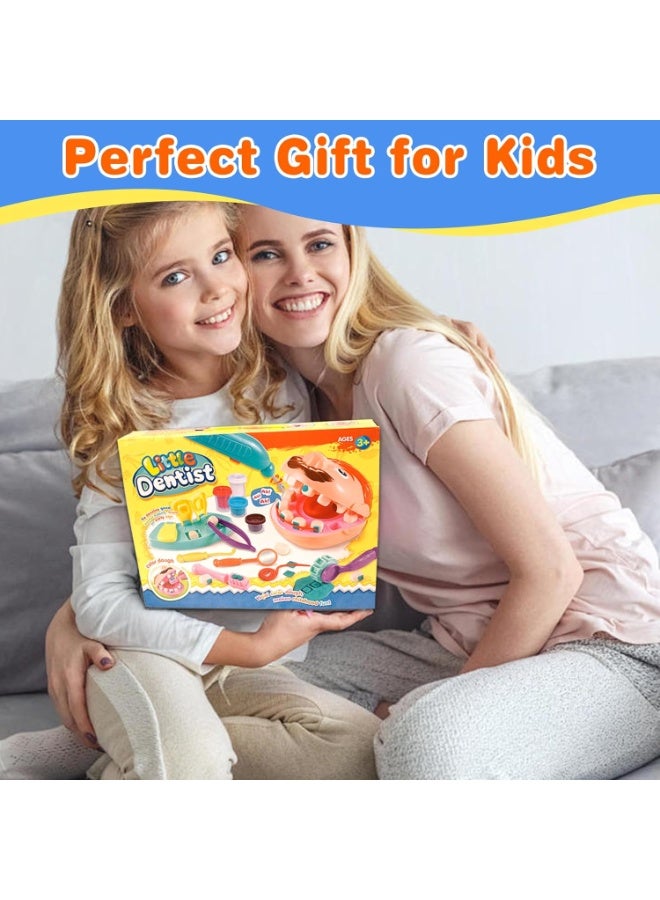 مجموعة معجون لعب طبيب الأسنان من كريلوسي، مجموعة معجون لعب للأطباء، أدوات معجون لعب للحفر والحشو، مجموعة لعب فنية وحرفية للأطفال الصغار من سن 3 سنوات فما فوق، ألعاب هدية مع قوالب ونماذج و5 ألوان من الطين - Image 2