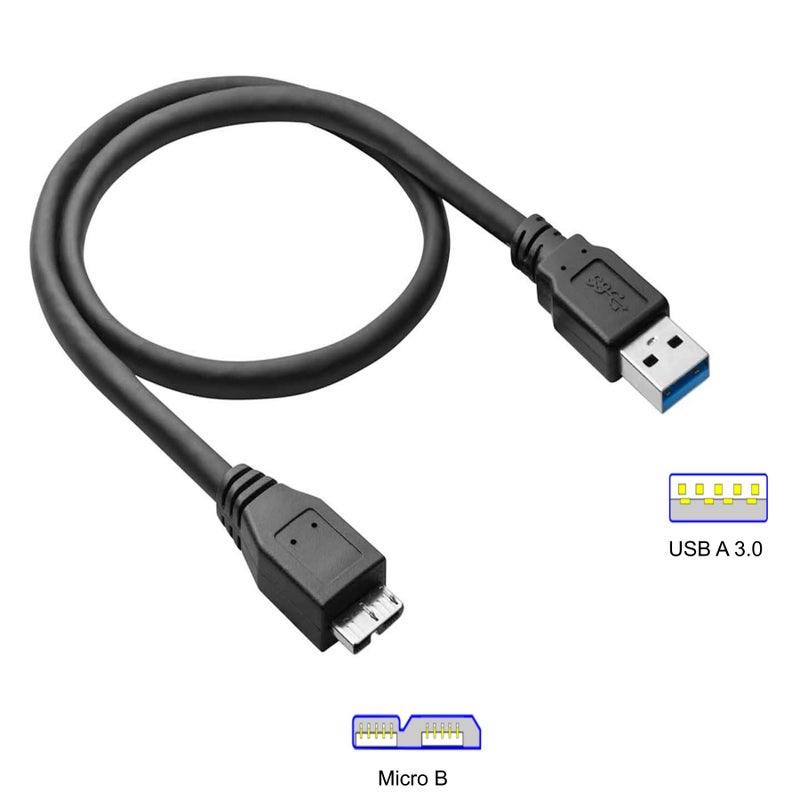 ienza 3FT External Hard Drive Cord, Replacement USB 3.0 to Micro-B Super Speed/Charge SS Cable for Western Digital WD My Passport, Seagate, Toshiba Canvio, Samsung S5/Note 3, LaCie, Elements & More - Image 2
