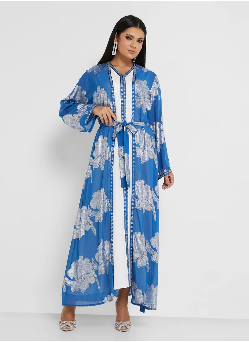 Khizana Foil Print Abaya With Inner