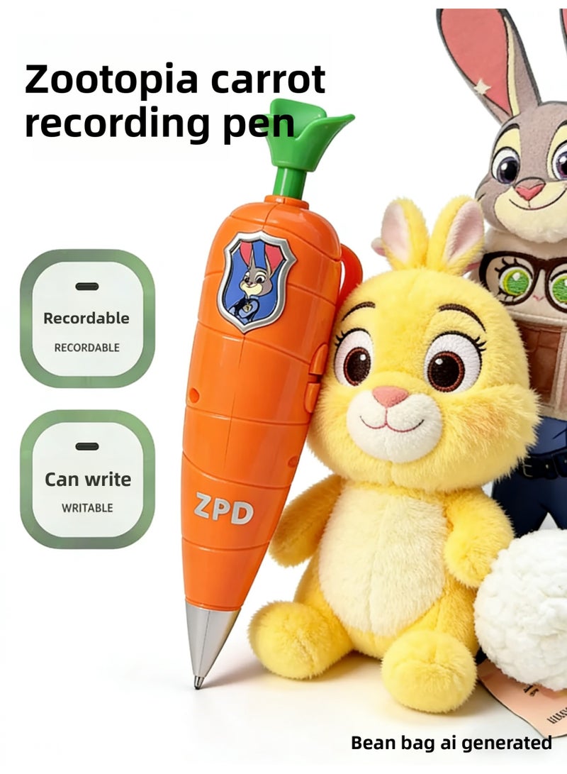 ديزني 迪士尼 Zootopia Carrot Voice Recorder Pen - تصميم شخصيات ديزني، الكتابة والتسجيل 2-في-1، الكتابات الممتعة للأطفال - Image 1