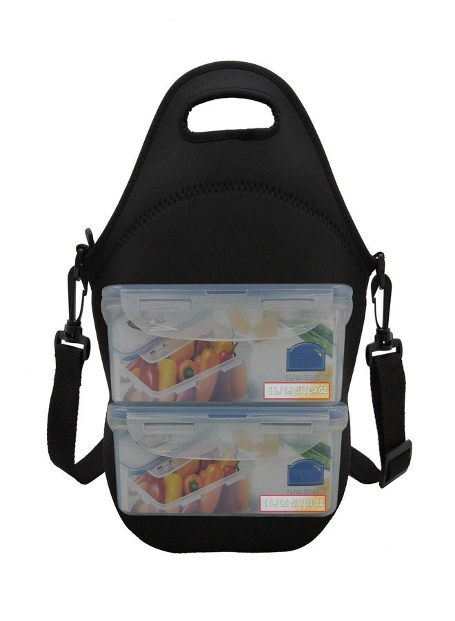TAIDY Neoprene Lunch Bags Boxes for Women Men kids, Insulated Lunch Cooler Tote Bag Box for School Office Work Picnic Travel Black - Image 5