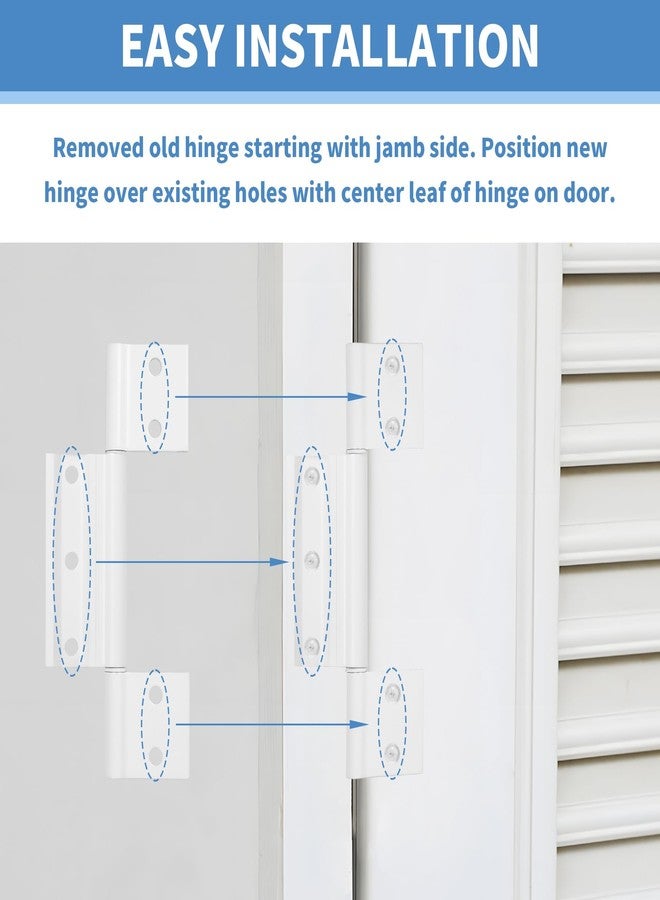 BANLIN 4 Packs Screen Door Hinges, White Aluminum 1/8 in. Grooved Center Screen/Storm Door Hinge Compatible with Most Screen Doors - Image 4
