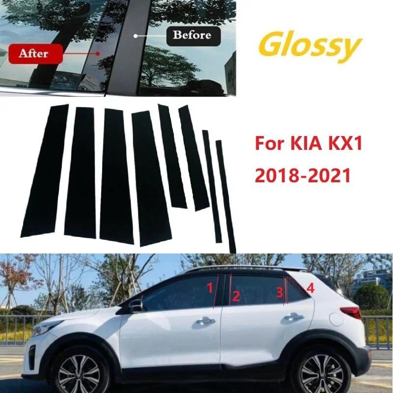 Vuzmode 8PCS Gloss Black Pillar Posts for Kia KX1 - Image 4