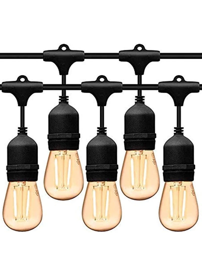 Scrolls Patio String Lights,51Ft/15M Led String Lights Outdoor 15- E27 Plastic Edison Bulbs,Warm White String Lights Outdoor,IP65 Waterproof Hanging Light Strings for Wedding Patio Indoor Outdoor Party Garden - Image 1