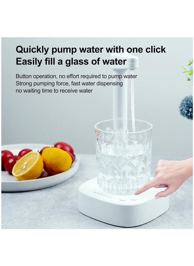 MileMelo - Electric Drinking Water Pump, Desktop Water Dispenser and Universal Bottle, USB Rechargeable Automatic Water Dispenser for Home, Office, Outdoor Car (White) - Image 1