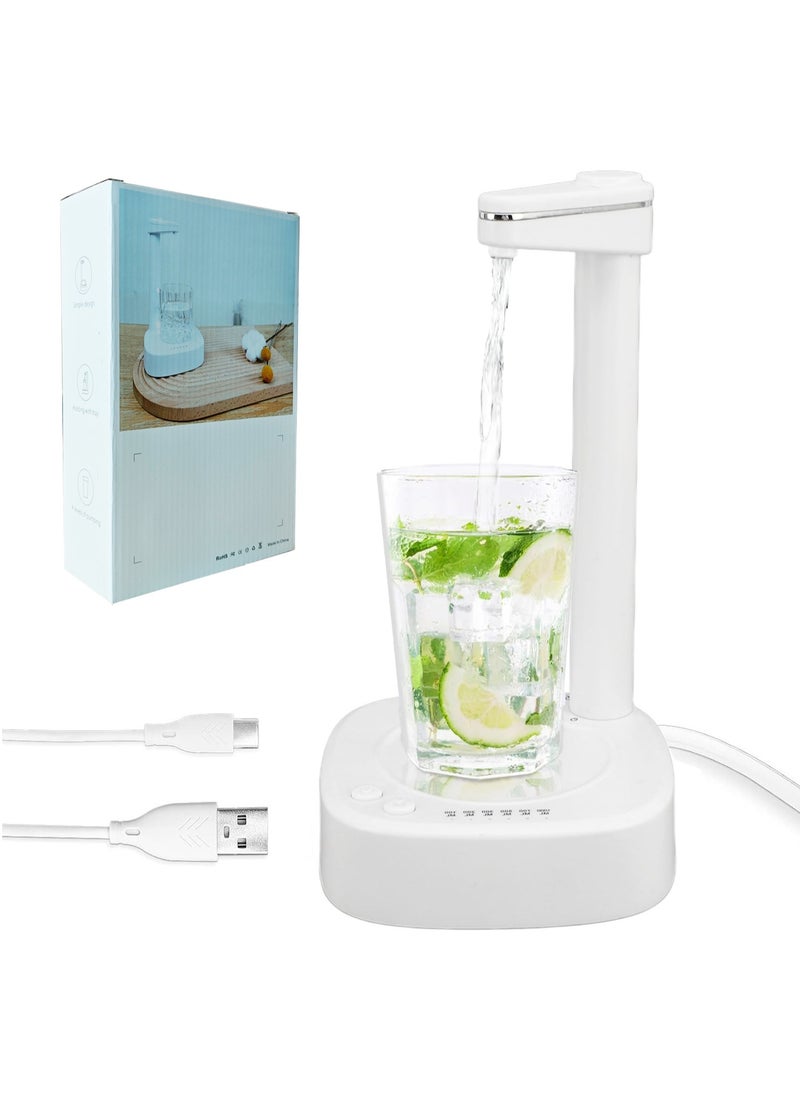 MileMelo - Electric Drinking Water Pump, Desktop Water Dispenser and Universal Bottle, USB Rechargeable Automatic Water Dispenser for Home, Office, Outdoor Car (White) - Image 1