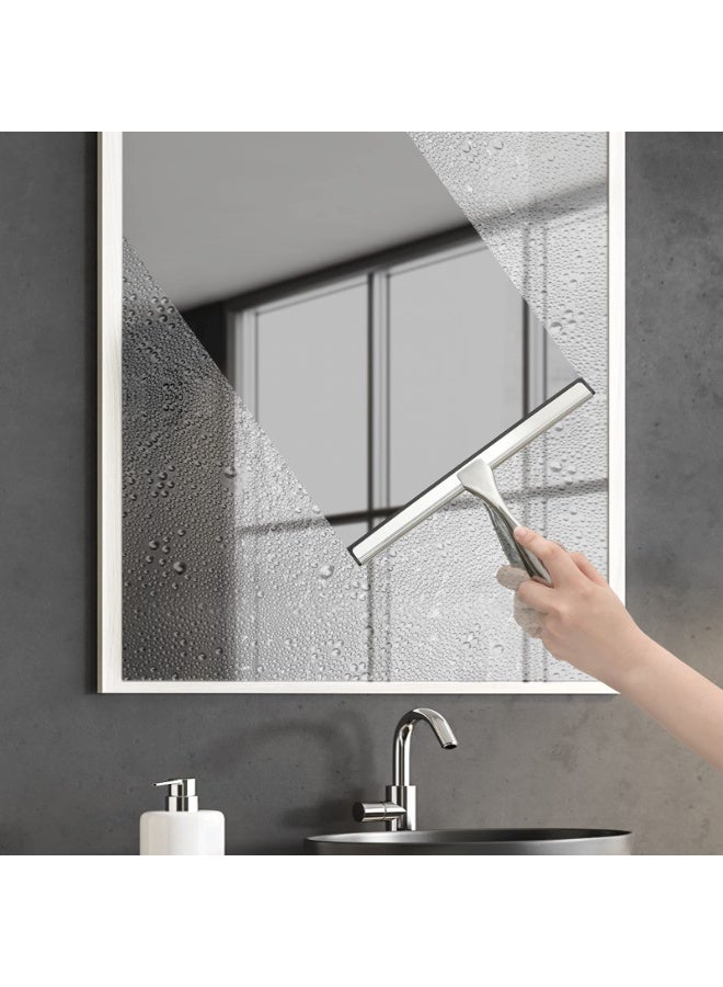 Chabeia All-Purpose 10 Inch Stainless Steel Shower Squeegee with 1 Adhesive Hooks,  Glass Wiper With Scraper And Sprayer, Window Cleaner, Multifunctional Handheld Shower Window Glass Scraper For Spraying, Washing And Scraping, Squeegee For Window, Tile, Car Windshield, Mirror, Bathroom, Cleaning Supplies, Cleaning Tool - Image 4