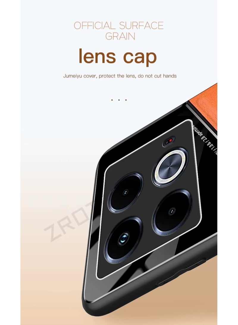 Case Compatible With Infinix Note 40 4G, Cover Luxury Leather And Glass With Car Magnetic Holder Phone Cover Soft Frame Silicone - Green - Image 5