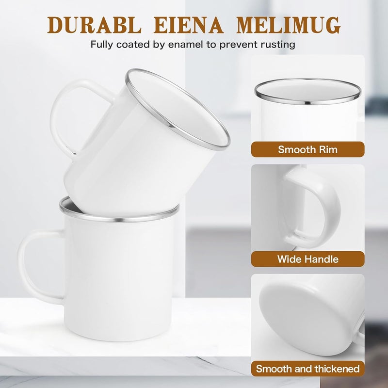 MAIKESUB 16oz Sublimation Enamel Mug Silver Rim Travel | 6 pcs 16oz sublimation blank enamel mug, silver rim, camping/travel/coffee, gift for holidays - Image 3