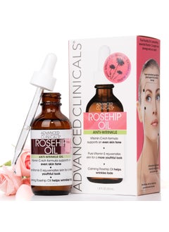 Advanced Clinicals Rosehip Oil For Face  Anti Wrinkle Facial Skin Care Serum  Vitamin C Serum Moisturizer Face Oil WVitamin E For Fine Lines Dark Spots Uneven Skin Tone  Sun Damage 18 Fl Oz