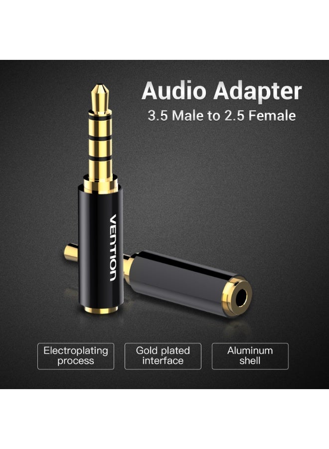 VENTION 3.5mm Male to 2.5mm Female Audio Adapter Black Metal Type Model # BFBB0 - Image 2