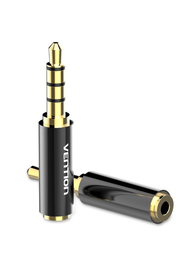 VENTION 3.5mm Male to 2.5mm Female Audio Adapter Black Metal Type Model # BFBB0 - Image 1