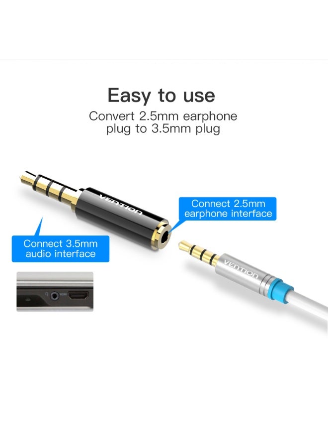 VENTION 3.5mm Male to 2.5mm Female Audio Adapter Black Metal Type Model # BFBB0 - Image 3