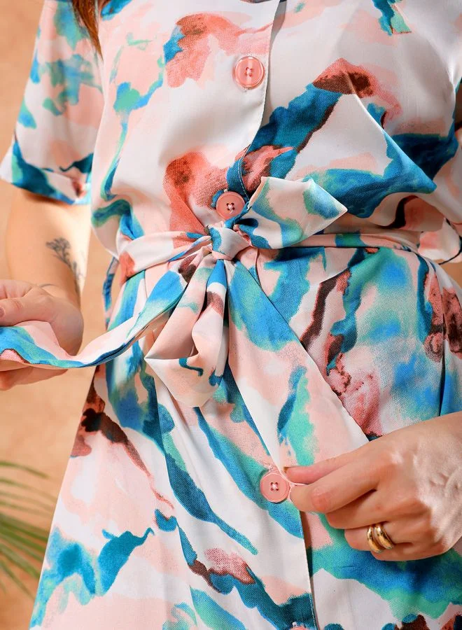 مرفوعة Women A-Line Casual Abstract Print Long Dress
