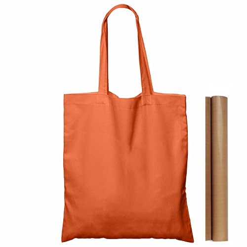 NPBAG 25 Pack 15'' X 16'' Orange Cotton Tote Bags, Blank Bulk Cloth bags with 1pc of PTFE Teflon Sheet - Image 1
