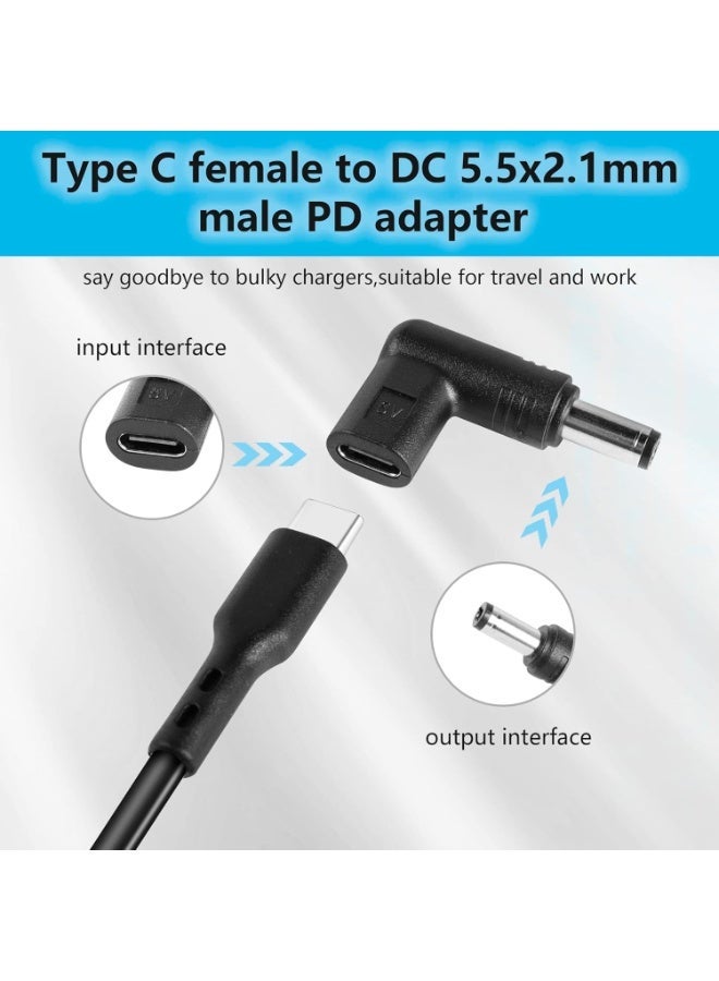 general USB 3.1 Type C Female to DC Male Adapter, 90° Angled PD Emulator Trigger for 5V Charging, Compatible with Laptops, Routers, and Power Supply Chargers - Image 2