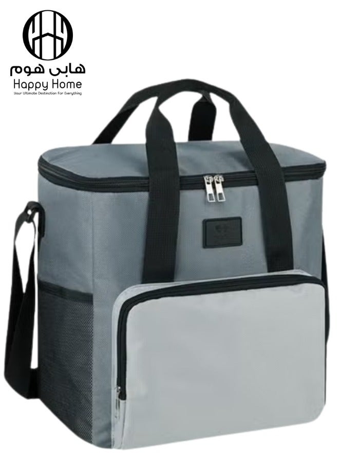 هابي هوم حقيبة غداء حرارية كبيرة 20 لترمقاومة للتسرب ومعزولة مع 4 جيوب وحزام كتف قابل للتعديل مثالية للعمل، المدرسة،الرحلات والنزهات،للرجال والنساء - Image 1
