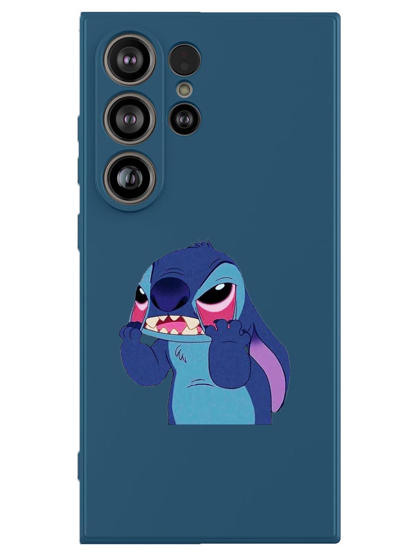 Theodor Protective Slim Fit Case Liquid Silicone Cover with Full Body Protection Anti-Scratch Shockproof Case For Samsung Galaxy S25 Ultra (Blue) - Stitch  - Image 1