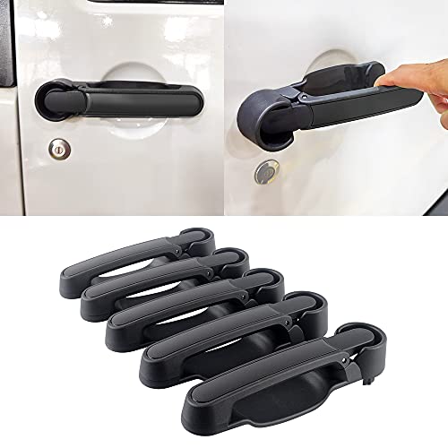 FURYENGRAVER Door Handles Kit & Tailgate Handle for 2007-2018 Jeep Wrangler JK JKU No Button Pressed Release 5Pcs - Image 1