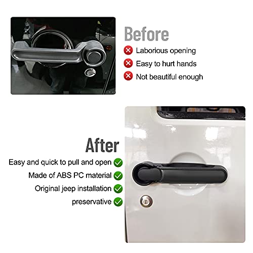 FURYENGRAVER Door Handles Kit & Tailgate Handle for 2007-2018 Jeep Wrangler JK JKU No Button Pressed Release 5Pcs - Image 3